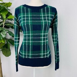 CROWN & IVY Plaid Holiday Party Sweater Size Small